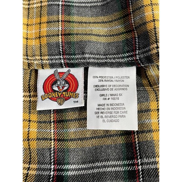 Vintage WB Looney Tunes Tweety Girls Plaid School Books Dress Size 6X - Picture 7 of 9
